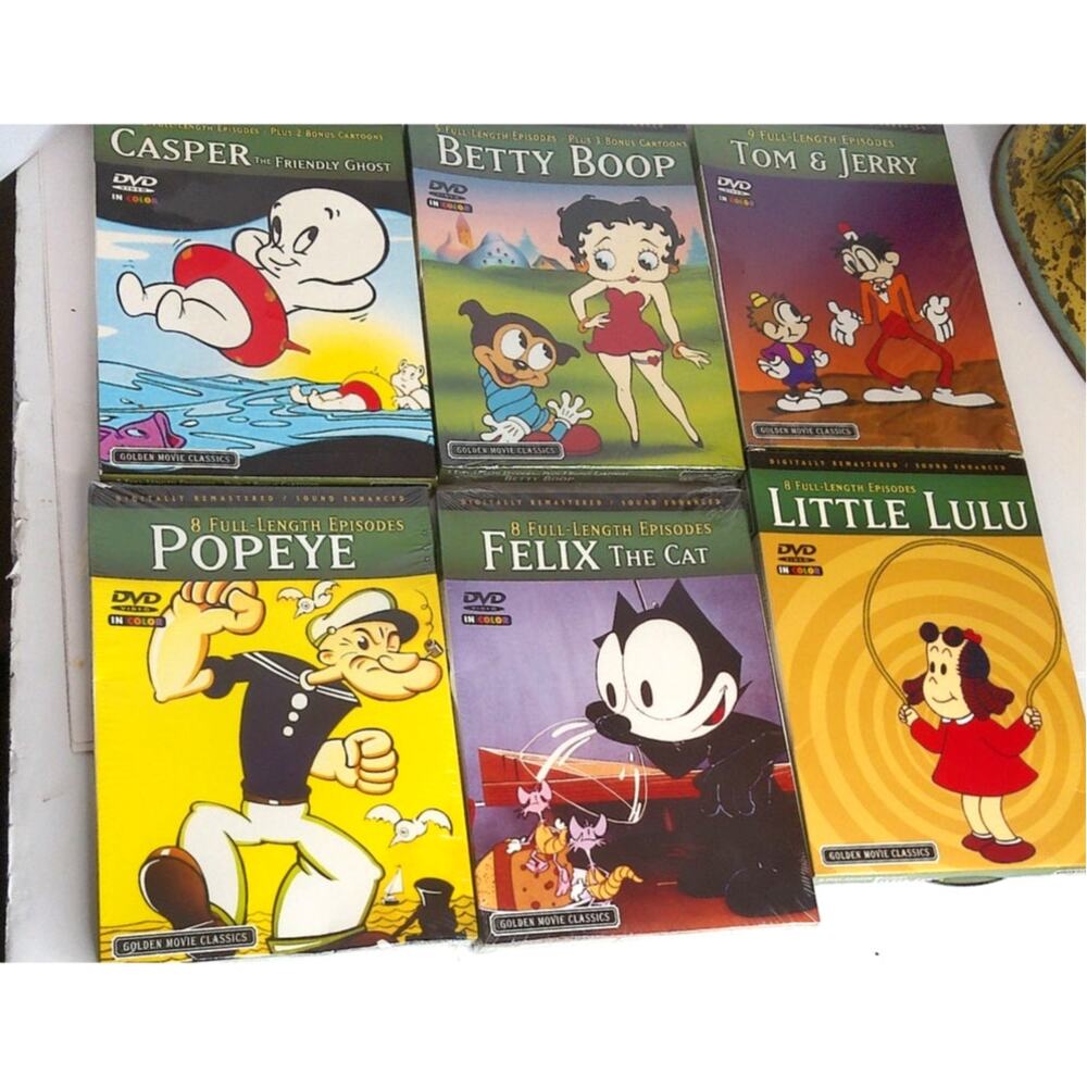 Vtg Golden Movie Classics Cartoon DVD Lot Popeye Felix Tom Jerry Some Sealed